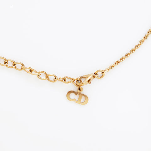 克里斯蒂安·迪奥（Christian dior Heart）徽标水钻项链黄金WS9020