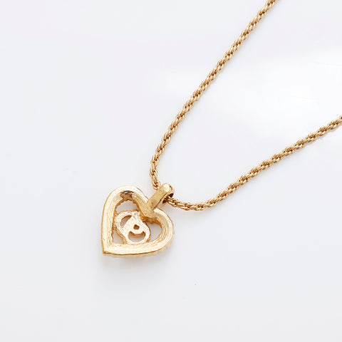 克里斯蒂安·迪奥（Christian dior Heart）徽标水钻项链黄金WS9020