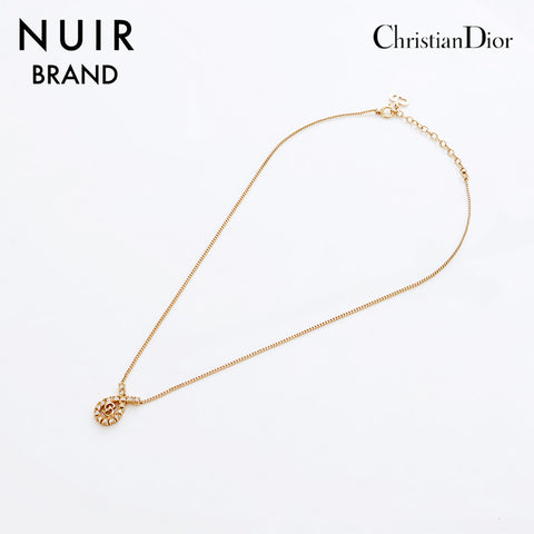 Christian Dior Logo Rhingestone Collier Gold WS9026