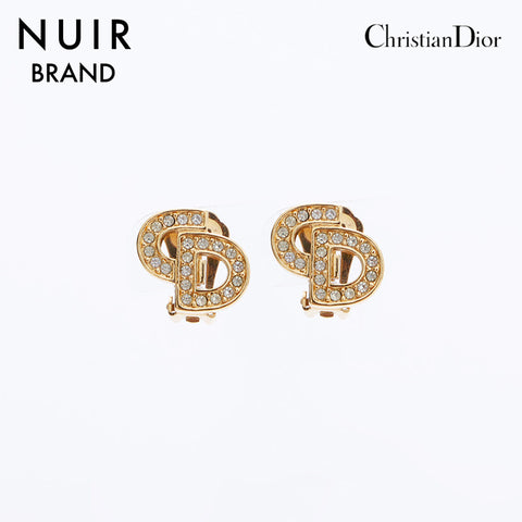 Christian Dior Logo Rumestone Oreing Boucles Gold WS9029