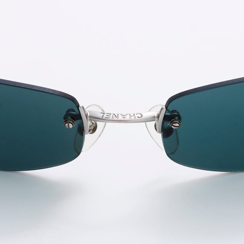 Chanel Coco Mark Frameless Sunglasses Silver Navy WS9037 – NUIR