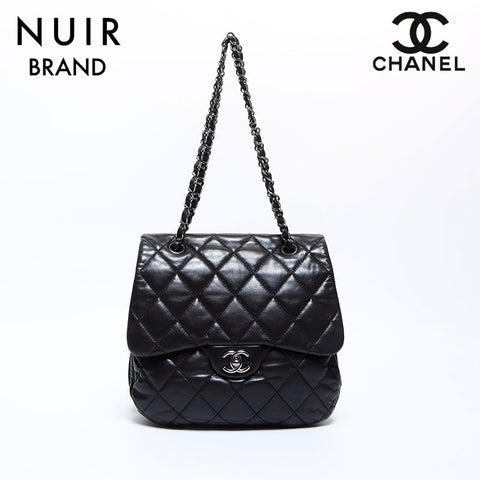 シャネル CHANEL 15番台 ラムスキン ココマーク ターンロック マトラッセ ショルダーバッグ ブラック WS9043