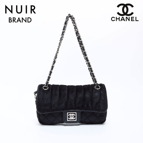 シャネル CHANEL 10番台 スポーツライン マトラッセ ハラコ ショルダーバッグ ブラック WS9049