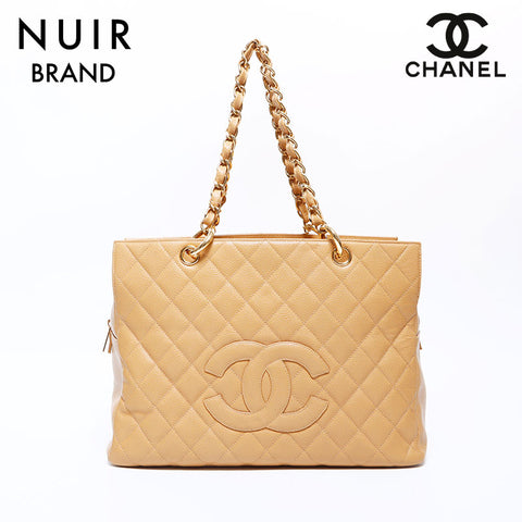 香奈儿香奈儿（Chanel Chanel）第7个鱼子酱皮肤可可马克手提袋米色WS9053