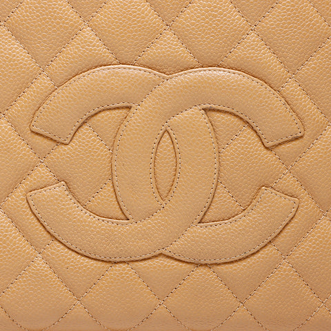香奈儿香奈儿（Chanel Chanel）第7个鱼子酱皮肤可可马克手提袋米色WS9053