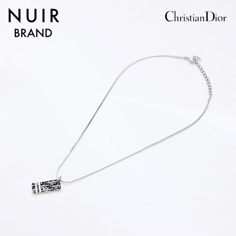 クリスチャンディオール Christian Dior プレート 2 トロッター ブラック ネックレス シルバー WS9058