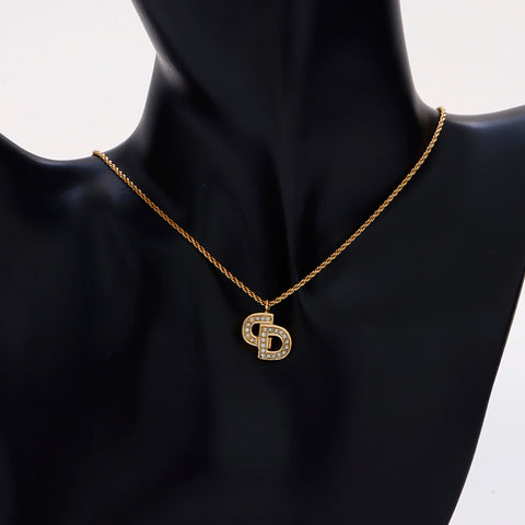 Christian Dior CD logo strass Collier or WS9061