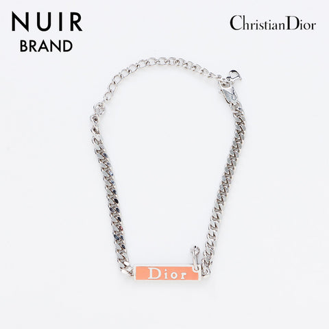 クリスチャンディオール Christian Dior プレート ピンク ブレスレット シルバー WS9065