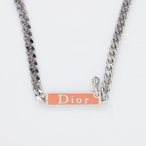 クリスチャンディオール Christian Dior プレート ピンク ブレスレット シルバー WS9065