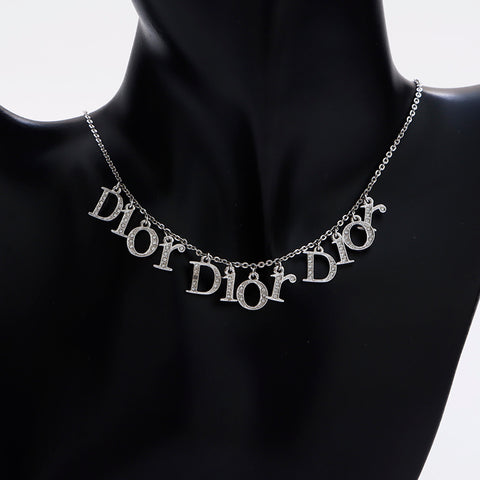 クリスチャンディオール Christian Dior アルファベット ロゴ ネックレス シルバー WS9072