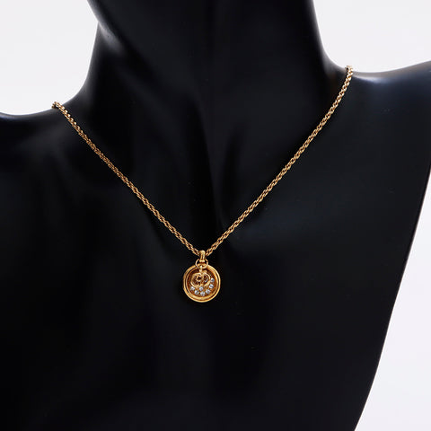 Christian Dior Rhinestone Circle CD Collier Logo Gold WS9073