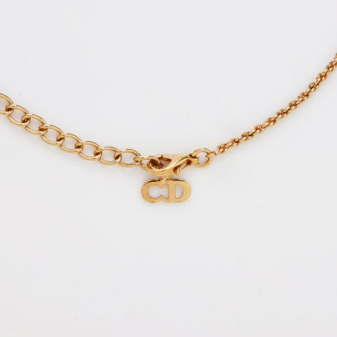 Christian Dior Rhinestone Circle CD Collier Logo Gold WS9073