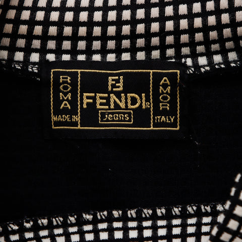 フェンディ FENDI フェンディジーンズ ロゴ チェック 長袖シャツ ネイビー WS9089