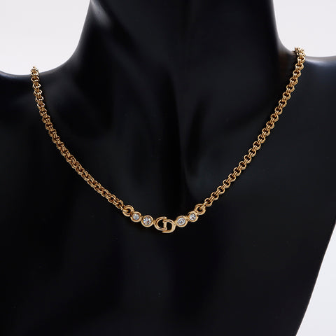 Christian Dior CD Logo Rhingestone Collier vintage Gold WS9093