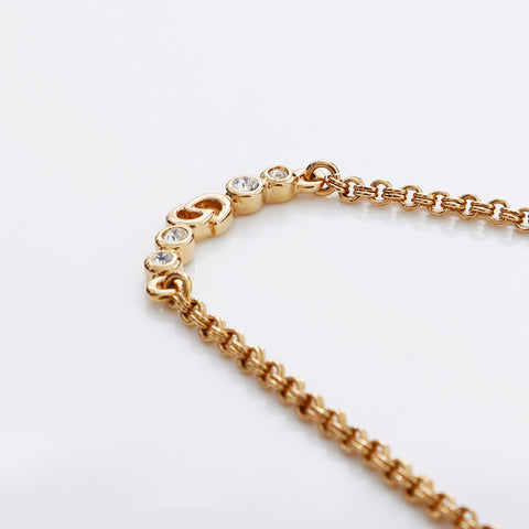 Christian Dior CD Logo Rhingestone Collier vintage Gold WS9093