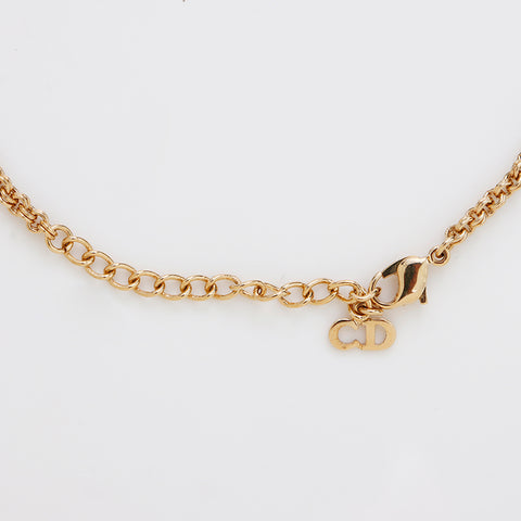Christian Dior CD Logo Rhingestone Collier vintage Gold WS9093