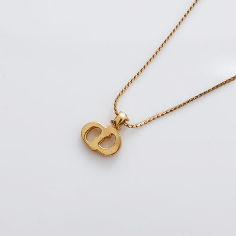 Christian Dior CD Logo Rhingestone Collier vintage Gold WS9100