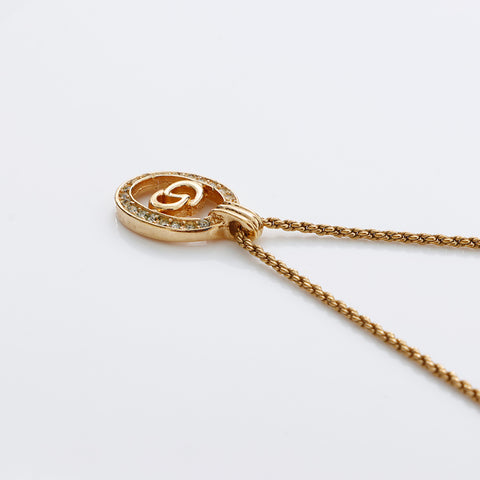 Christian Dior CD Logo Rhingestone Collier vintage Gold WS9106