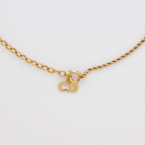 Christian Dior CD Logo Rhingestone Collier vintage Gold WS9106