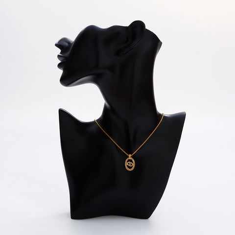 Christian Dior CD Logo Rhingestone Collier vintage Gold WS9106