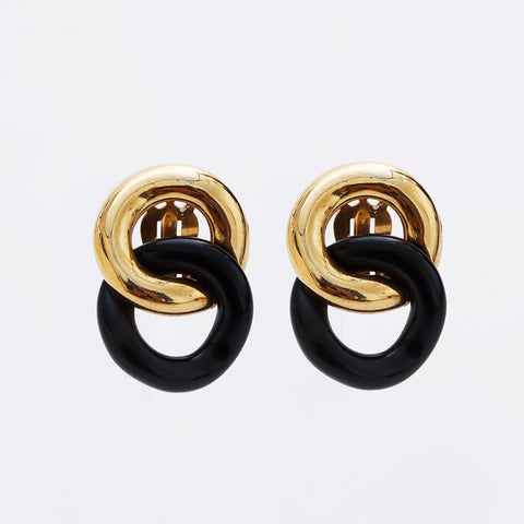 Boucle d'oreille bague noire GIVENCHY or WS9117