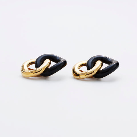 Boucle d'oreille bague noire GIVENCHY or WS9117