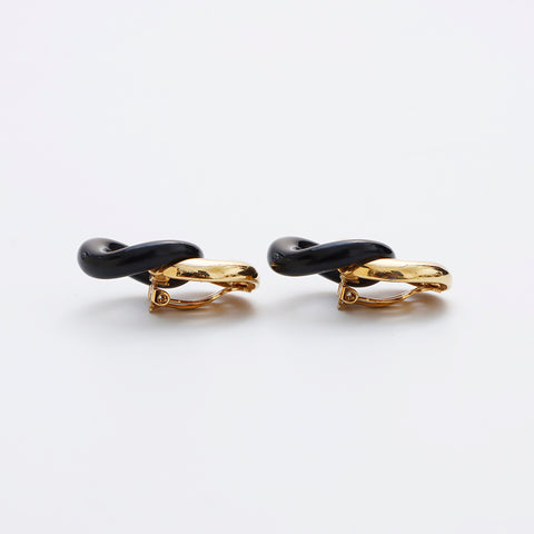 Boucle d'oreille bague noire GIVENCHY or WS9117