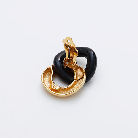 Boucle d'oreille bague noire GIVENCHY or WS9117