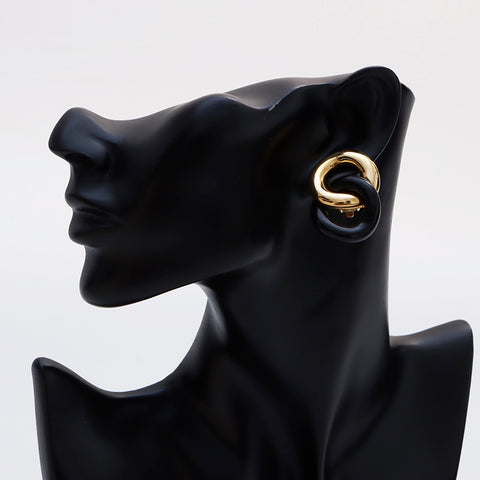 Boucle d'oreille bague noire GIVENCHY or WS9117