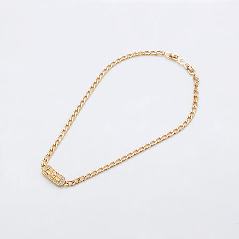 基督教Dior Rhinestone CD徽标项链金WS9132