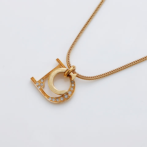 Christian Dior Collier avec logo CD en strass or WS9134