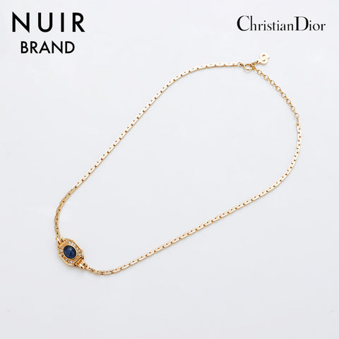 クリスチャンディオール Christian Dior CD ロゴ ラインストーン ネックレス ゴールド WS9140