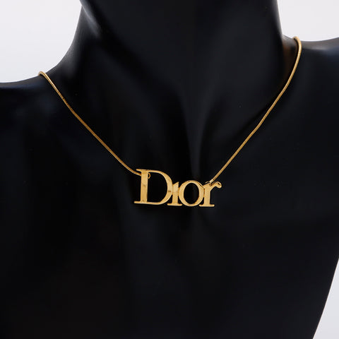 クリスチャンディオール Christian Dior ロゴ ネックレス ゴールド WS9142