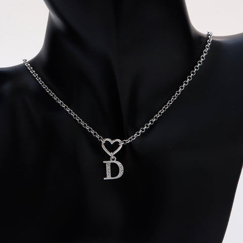 クリスチャンディオール Christian Dior ラインストーン ハート ネックレス シルバー WS9144