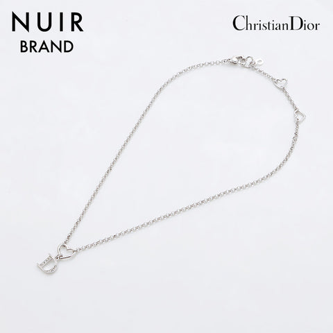 クリスチャンディオール Christian Dior ラインストーン ハート ネックレス シルバー WS9144