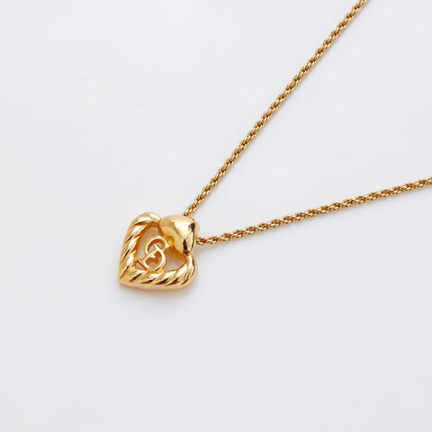 Christian Dior CD logo coeur Collier or WS9146