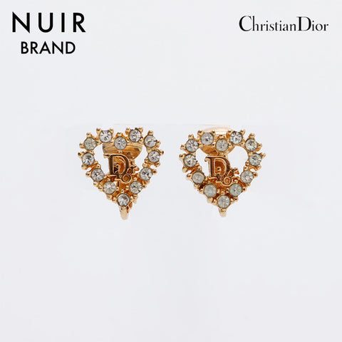 基督教Dior Rhinestone Heart Earrings Gold WS9149