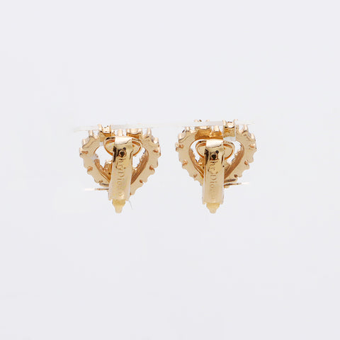 基督教Dior Rhinestone Heart Earrings Gold WS9149