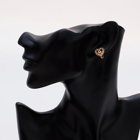 基督教Dior Rhinestone Heart Earrings Gold WS9149