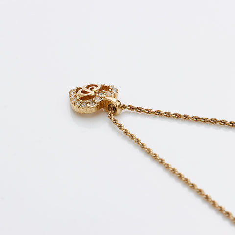 基督教Dior CD徽标Rhinestone Heart Vintage项链Gold WS9151