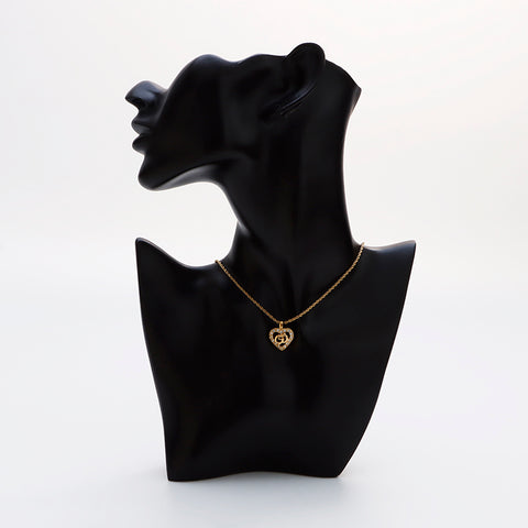 基督教Dior CD徽标Rhinestone Heart Vintage项链Gold WS9151