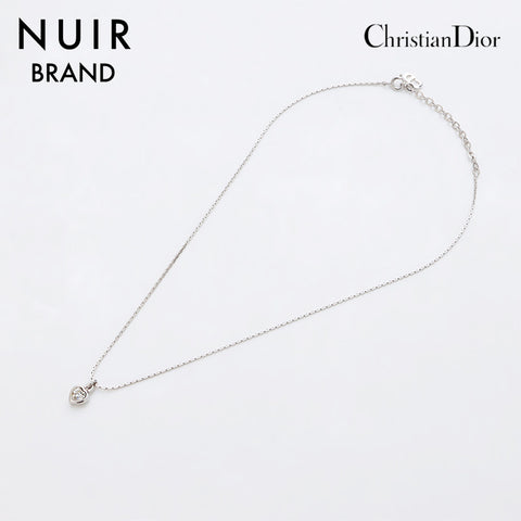 クリスチャンディオール Christian Dior ラインストーン ネックレス シルバー WS9156