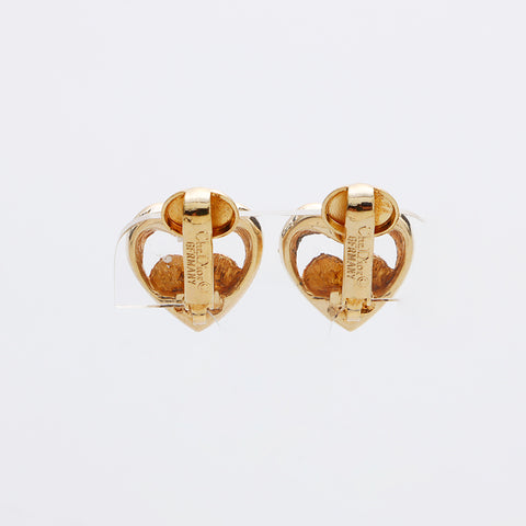 Christian Dior Rhinestone heart Earring gold WS9178