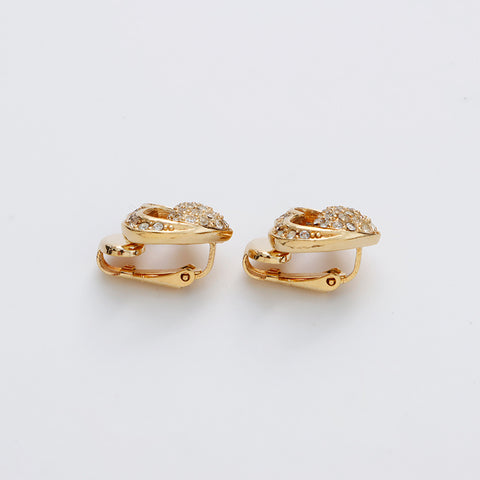 Christian Dior Rhinestone heart Earring gold WS9178