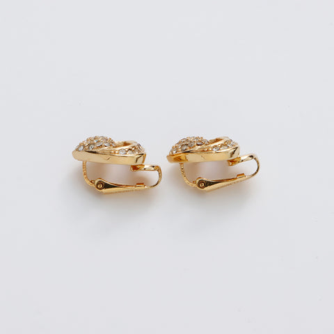 Christian Dior Rhinestone heart Earring gold WS9178