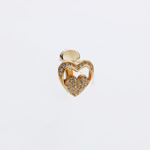 Christian Dior Rhinestone heart Earring gold WS9178