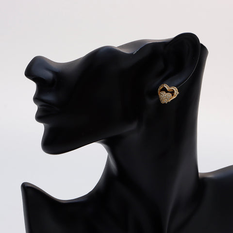 Christian Dior Rhinestone heart Earring gold WS9178