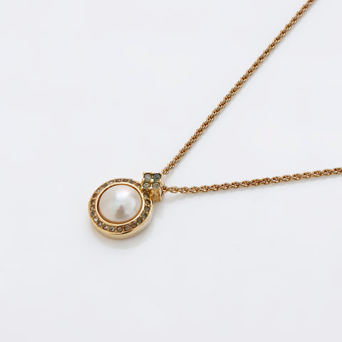 Christian Dior Collier strass perle or WS9179