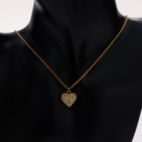 基督教Dior Rhinestone Heart Necklace Gold WS9182
