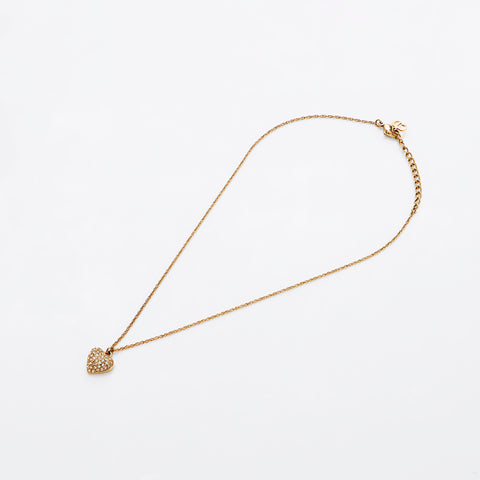 基督教Dior Rhinestone Heart Necklace Gold WS9182